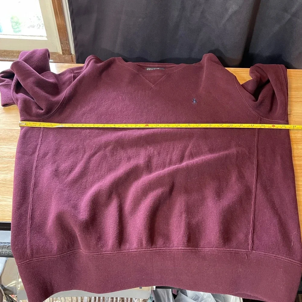 Polo Ralph‎ Lauren Mens XL Burgundy Maroon Cotton Crewneck Sweatshirt Blue Pony